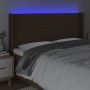 Dark brown fabric headboard with LED 163x16x118/128 cm by , Headboards and footboards - Ref: Foro24-3124197, Price: 132,02 €,...