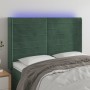 Cabecero con LED de terciopelo verde oscuro 147x16x118/128 cm de , Cabeceros y pies de cama - Ref: Foro24-3124239, Precio: 13...