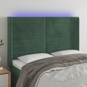 Dark green velvet LED headboard 147x16x118/128 cm by , Headboards and footboards - Ref: Foro24-3124239, Price: 126,03 €, Disc...