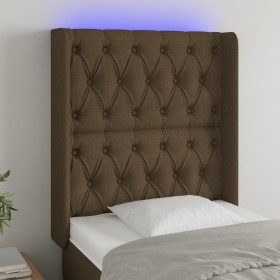 Headboard with LED in dark brown fabric 83x16x118/128 cm by , Headboards and footboards - Ref: Foro24-3124361, Price: 96,10 €...