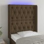 Headboard with LED in dark brown fabric 83x16x118/128 cm by , Headboards and footboards - Ref: Foro24-3124361, Price: 96,17 €...