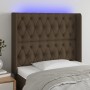 Headboard with LED in dark brown fabric 103x16x118/128 cm by , Headboards and footboards - Ref: Foro24-3124377, Price: 102,90...