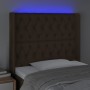 Headboard with LED in dark brown fabric 103x16x118/128 cm by , Headboards and footboards - Ref: Foro24-3124377, Price: 102,90...