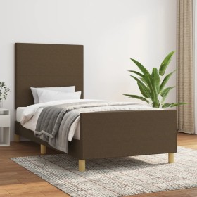 Estructura de cama con cabecero de tela marrón oscuro 80x200 cm de , Camas y somieres - Ref: Foro24-3124850, Precio: 154,99 €...