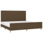 Bed frame with headboard in dark brown fabric 200x200cm by , Beds and slatted bases - Ref: Foro24-3124922, Price: 244,86 €, D...