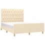 Bed frame with cream fabric headboard 140x190 cm by , Beds and slatted bases - Ref: Foro24-3125297, Price: 254,99 €, Discount: %