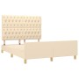 Bed frame with cream fabric headboard 140x190 cm by , Beds and slatted bases - Ref: Foro24-3125297, Price: 254,99 €, Discount: %