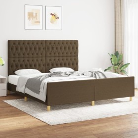 Estructura de cama con cabecero de tela marrón 180x200 cm de , Camas y somieres - Ref: Foro24-3125319, Precio: 274,99 €, Desc...