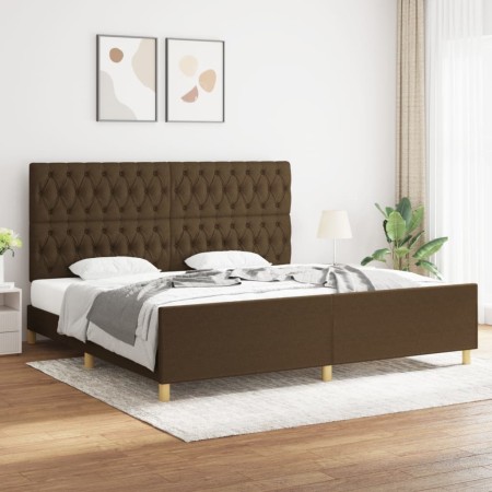 Estructura de cama con cabecero de tela marrón oscuro 200x200cm de , Camas y somieres - Ref: Foro24-3125327, Precio: 285,56 €...