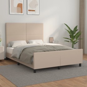 Estructura de cama cabecero cuero sintético capuchino 140x200cm de , Camas y somieres - Ref: Foro24-3125456, Precio: 245,82 €...