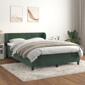 Cama box spring con colchón terciopelo verde oscuro 140x200 cm de , Camas y somieres - Ref: Foro24-3127376, Precio: 427,99 €,...