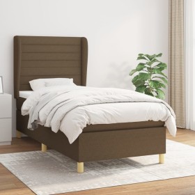 Cama box spring con colchón tela marrón oscuro 80x200 cm de , Camas y somieres - Ref: Foro24-3128560, Precio: 329,83 €, Descu...