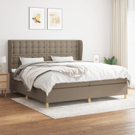 Box spring bed with taupe gray fabric mattress 200x200 cm by , Beds and slatted bases - Ref: Foro24-3128873, Price: 704,29 €,...