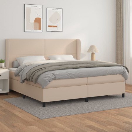 Cama box spring con colchón cuero sintético capuchino 200x200cm de , Camas y somieres - Ref: Foro24-3128936, Precio: 754,88 €...