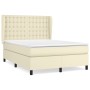 Box spring bed with cream synthetic leather mattress 140x200cm by , Beds and slatted bases - Ref: Foro24-3129035, Price: 507,...