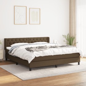 Box spring bed with dark brown fabric mattress 160x200 cm by , Beds and slatted bases - Ref: Foro24-3129964, Price: 500,99 €,...