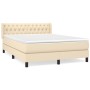 Cama box spring con colchón tela color crema 140x200 cm de , Camas y somieres - Ref: Foro24-3129958, Precio: 419,99 €, Descue...