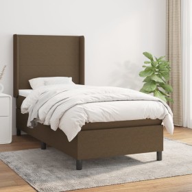 Cama box spring con colchón tela marrón oscuro 90x200 cm de , Camas y somieres - Ref: Foro24-3131244, Precio: 373,99 €, Descu...