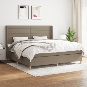 Box spring bed with taupe gray fabric mattress 200x200 cm by , Beds and slatted bases - Ref: Foro24-3132101, Price: 722,89 €,...