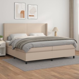 Box spring bed with cappuccino synthetic leather mattress 200x200cm by , Beds and slatted bases - Ref: Foro24-3132404, Price:...