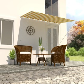 Retractable awning 250x150 cm yellow and white by vidaXL, Awnings - Ref: Foro24-143754, Price: 54,68 €, Discount: %