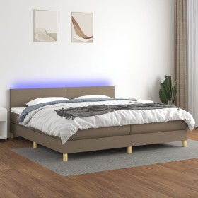 Box spring bed with LED mattress taupe gray fabric 200x200 cm by , Beds and slatted bases - Ref: Foro24-3133585, Price: 593,8...