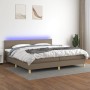 Cama box spring con colchón LED tela gris taupe 200x200 cm de , Camas y somieres - Ref: Foro24-3133585, Precio: 593,83 €, Des...