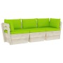 Gartenpalette Sofa 3 Plätze mit Kissen aus Fichtenholz von vidaXL, Gartensets - Ref: Foro24-3063407, Preis: 235,99 €, Rabatt: %