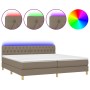 Cama box spring con colchón LED tela gris taupe 200x200 cm de , Camas y somieres - Ref: Foro24-3133985, Precio: 642,82 €, Des...