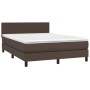 Cama box spring colchón y LED cuero sintético marrón 140x200 cm de , Camas y somieres - Ref: Foro24-3134108, Precio: 444,35 €...