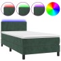 Box spring bed with mattress and LED dark green velvet 90x200 cm by , Beds and slatted bases - Ref: Foro24-3134264, Price: 31...