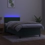 Cama box spring colchón y LED terciopelo verde oscuro 90x200 cm de , Camas y somieres - Ref: Foro24-3134264, Precio: 312,57 €...