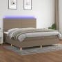 Box spring bed with mattress and LED lights taupe gray fabric 200x200 cm by , Beds and slatted bases - Ref: Foro24-3135545, P...