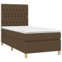 Boxspringbett-Matratze und LED-Leuchten aus dunkelbraunem Stoff, 90 x 200 cm von , Betten und Lattenroste - Ref: Foro24-31356...