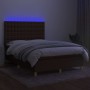 Box spring bed mattress LED lights dark brown fabric 140x190 cm by , Beds and slatted bases - Ref: Foro24-3135752, Price: 528...