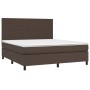 Box spring bed with mattress and LED brown synthetic leather 180x200 cm by , Beds and slatted bases - Ref: Foro24-3135840, Pr...