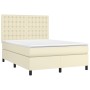 Cama box spring colchón y LED cuero sintético crema 140x200 cm