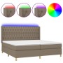 Cama box spring colchón y luces LED tela gris taupe 200x200 cm de , Camas y somieres - Ref: Foro24-3139145, Precio: 794,96 €,...