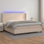 Cama box spring colchón LED cuero sintético capuchino 200x200cm | Foro24 | Onlineshop