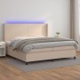 Box spring bed LED mattress cappuccino synthetic leather 200x200cm by , Beds and slatted bases - Ref: Foro24-3139288, Price: ...