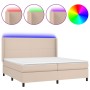 Cama box spring colchón LED cuero sintético capuchino 200x200cm de , Camas y somieres - Ref: Foro24-3139288, Precio: 762,20 €...