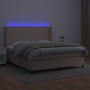 Box spring bed LED mattress cappuccino synthetic leather 160x200cm by , Beds and slatted bases - Ref: Foro24-3139276, Price: ...