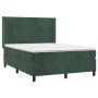 Cama box spring colchón y LED terciopelo verde oscuro 140x190cm de , Camas y somieres - Ref: Foro24-3139622, Precio: 542,82 €...