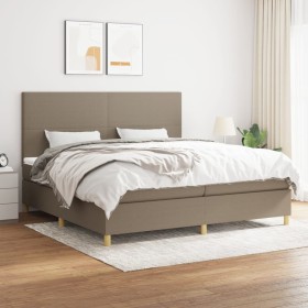 Box spring bed with taupe gray fabric mattress 200x200 cm by , Beds and slatted bases - Ref: Foro24-3142205, Price: 741,52 €,...