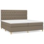 Box spring bed with taupe gray fabric mattress 200x200 cm by , Beds and slatted bases - Ref: Foro24-3142605, Price: 694,99 €,...