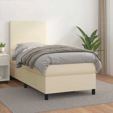 Cama box spring con colchón cuero sintético crema 80x200 cm de , Camas y somieres - Ref: Foro24-3142691, Precio: 327,43 €, De...