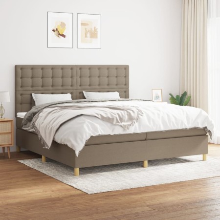 Cama box spring con colchón tela gris taupe 200x200 cm de , Camas y somieres - Ref: Foro24-3142685, Precio: 714,72 €, Descuen...