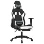 Gaming-Stuhl mit Fußstütze aus schwarzem weißem Kunstleder von , Gaming-Stühle - Ref: Foro24-3143704, Preis: 148,85 €, Rabatt: %