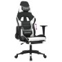 Gaming-Stuhl mit Fußstütze aus schwarzem weißem Kunstleder von , Gaming-Stühle - Ref: Foro24-3143704, Preis: 148,99 €, Rabatt: %