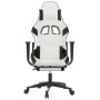 Silla gaming con reposapiés cuero sintético blanco negro de , Sillones para videojuegos - Ref: Foro24-3143773, Precio: 146,99...